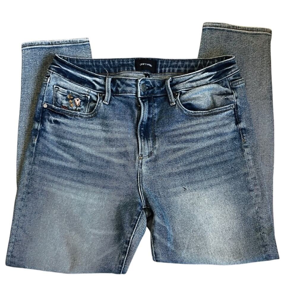 Driftwood x Free People Women’s Sz 28 Embroidered Gizelle Denim Jeans Stretch - Picture 4 of 14